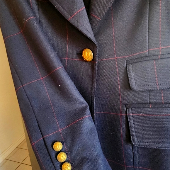 Beautiful Smythe navy and red window pane blazer size 4 - Picture 2 of 4